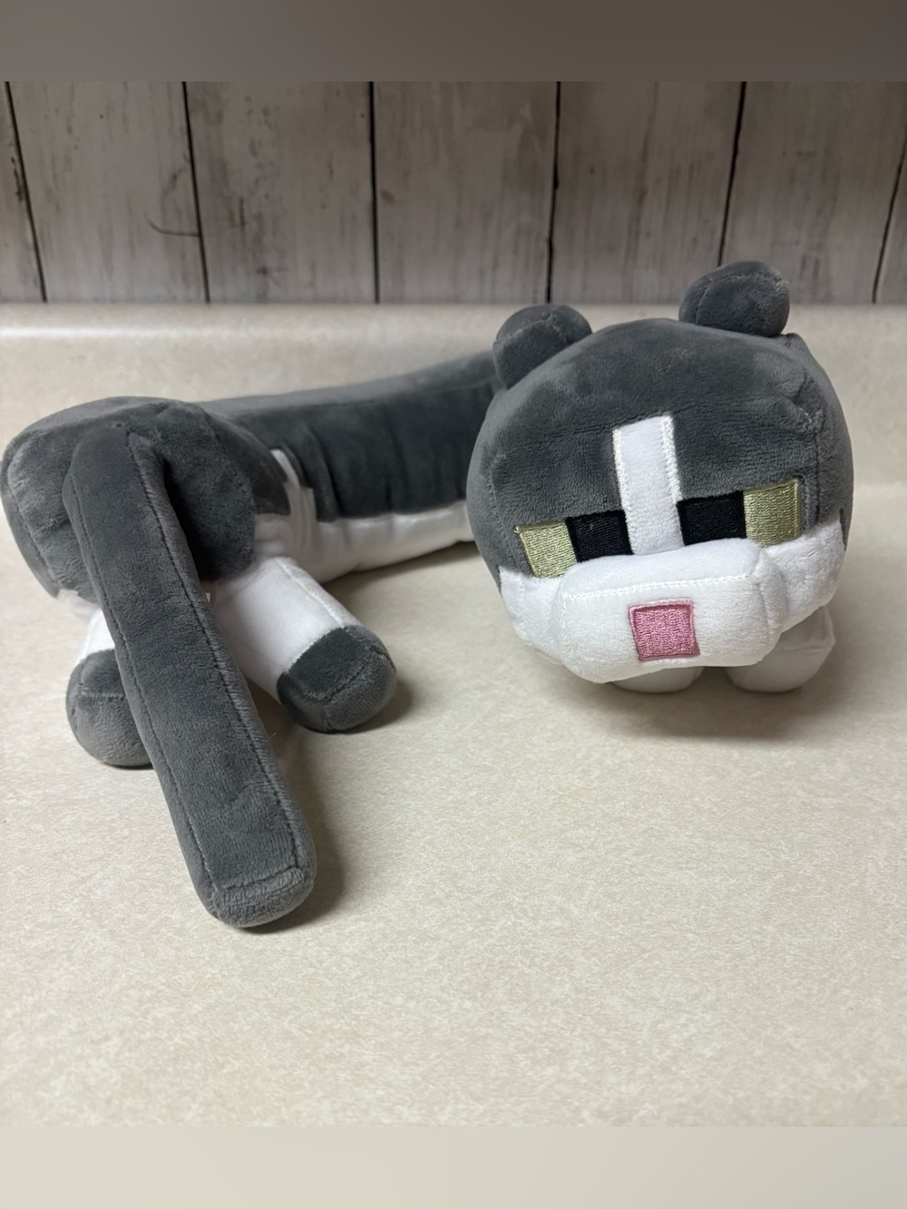 New without tags Mattel Gray and White Plush Cat Neck Pillow